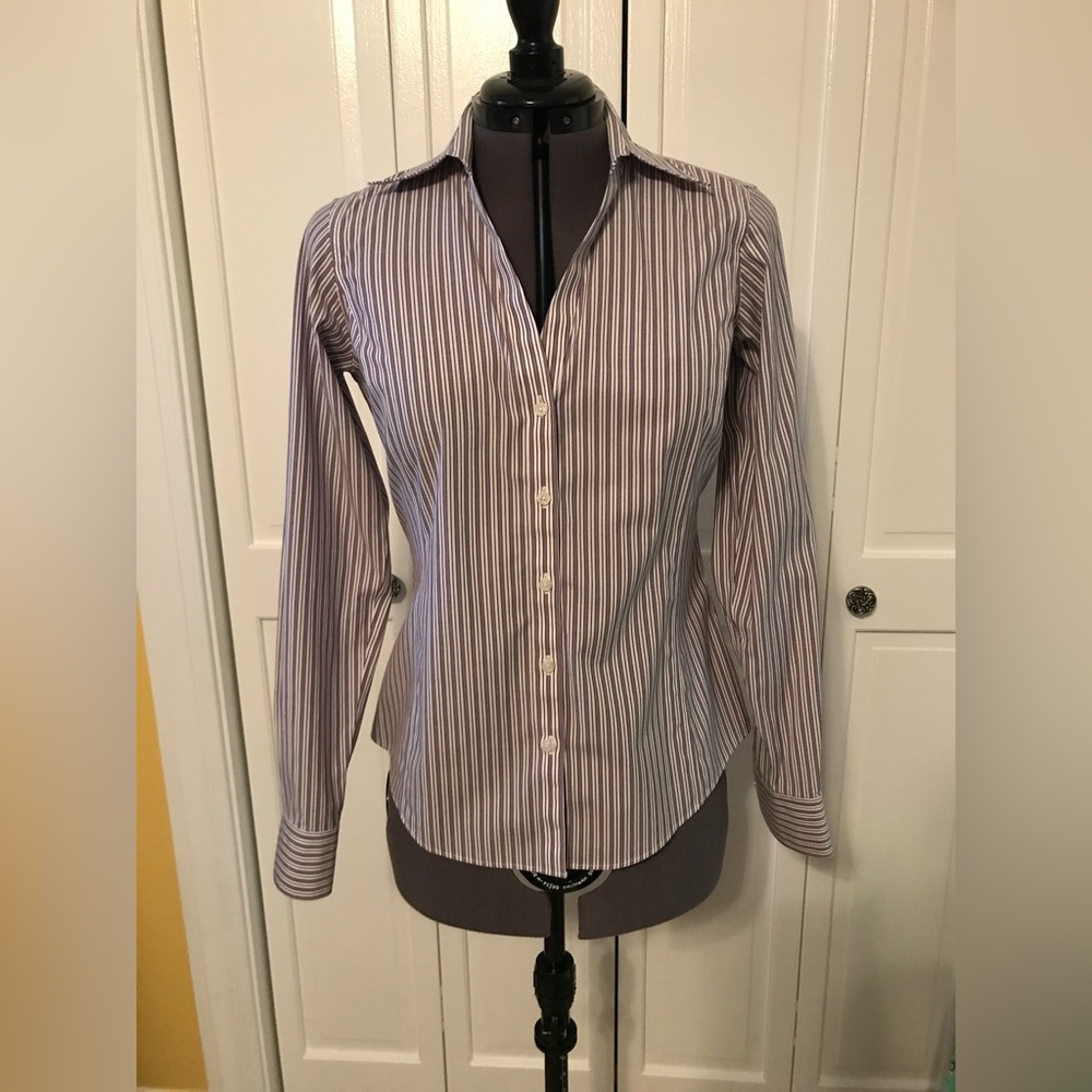 Brooks Brothers 346 Fitted long sleeve purple striped shirt